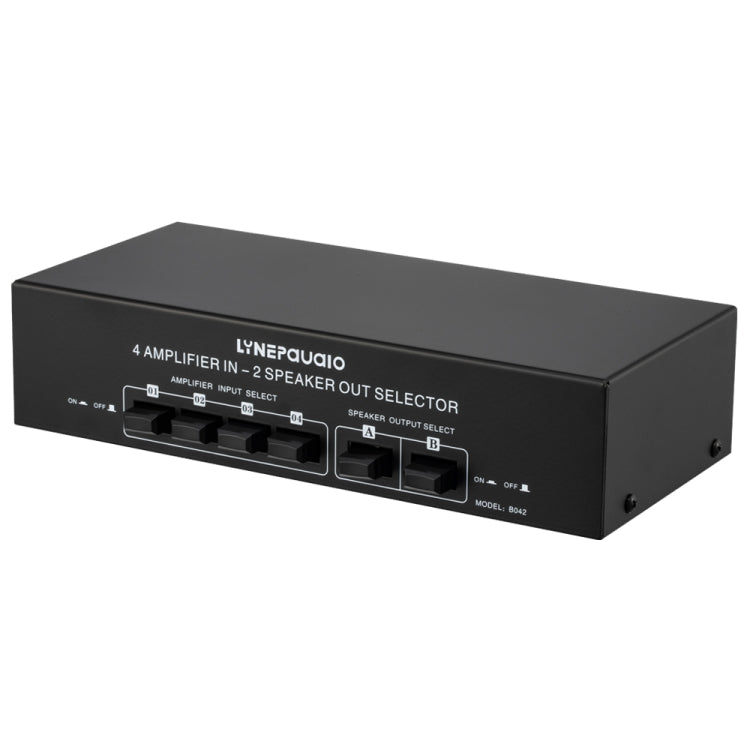 B042 เครื่องขยายเสียงและสวิตช์เสียง 4 เข้า 2 ออก สวิตช์ลำโพง กำลังขับ 300W ต่อช่อง เสียงคุณภาพไม่สูญเสีย รุ่น B042