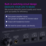 B032 เครื่องขยายเสียง 2 เข้า 4 ออก สวิตช์ลำโพง คุณภาพเสียงไม่สูญเสีย 300W ต่อช่อง สวิตช์ตัวเปรียบเทียบพร้อมฟังก์ชันตรวจสอบหูฟัง / อินพุตเสียง, B032