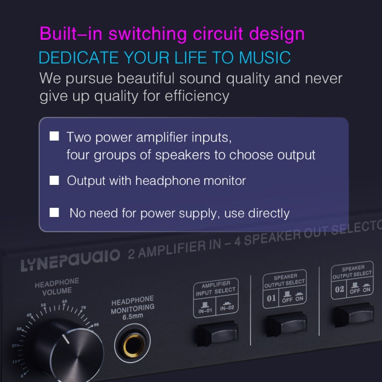 B032 เครื่องขยายเสียง 2 เข้า 4 ออก สวิตช์ลำโพง คุณภาพเสียงไม่สูญเสีย 300W ต่อช่อง สวิตช์ตัวเปรียบเทียบพร้อมฟังก์ชันตรวจสอบหูฟัง / อินพุตเสียง, B032