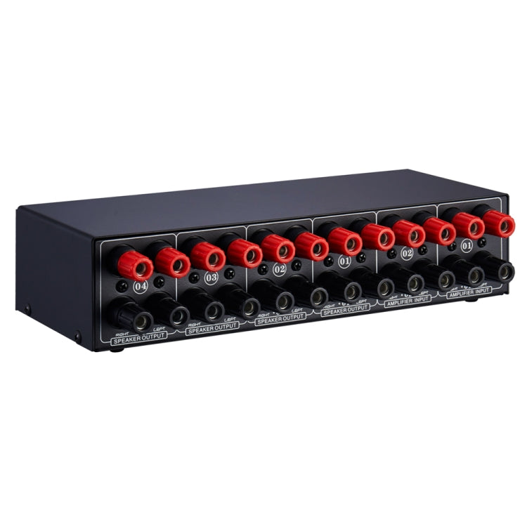 B032 เครื่องขยายเสียง 2 เข้า 4 ออก สวิตช์ลำโพง คุณภาพเสียงไม่สูญเสีย 300W ต่อช่อง สวิตช์ตัวเปรียบเทียบพร้อมฟังก์ชันตรวจสอบหูฟัง / อินพุตเสียง, B032