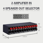 B032 เครื่องขยายเสียง 2 เข้า 4 ออก สวิตช์ลำโพง คุณภาพเสียงไม่สูญเสีย 300W ต่อช่อง สวิตช์ตัวเปรียบเทียบพร้อมฟังก์ชันตรวจสอบหูฟัง / อินพุตเสียง, B032