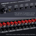 B032 เครื่องขยายเสียง 2 เข้า 4 ออก สวิตช์ลำโพง คุณภาพเสียงไม่สูญเสีย 300W ต่อช่อง สวิตช์ตัวเปรียบเทียบพร้อมฟังก์ชันตรวจสอบหูฟัง / อินพุตเสียง, B032