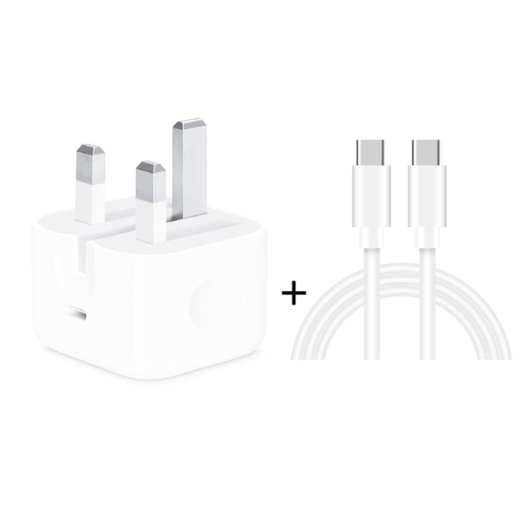 ที่ชาร์จเดินทางพับได้ A2344 20W PD 3.0 Type-C / USB-C พร้อมชุดสายชาร์จข้อมูล USB-C / Type-C เป็น Type-C ชาร์จเร็ว ปลั๊ก UK ความยาว 2 เมตร, 20W Type-C ความยาว 2 เมตร