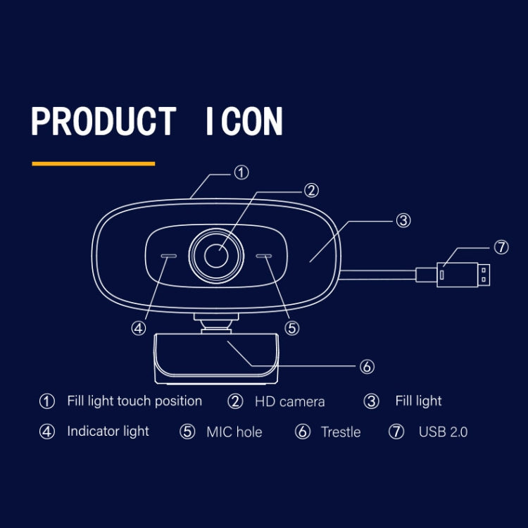 C10 กล้องเว็บแคม 2K HD หมุน 360 องศา ไฟเติมแสงสามระดับ ไม่มีความผิดเพี้ยน USB ไม่ต้องใช้ไดรเวอร์ พร้อมไมโครโฟนในตัวเสียงชัดเจน