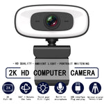 C10 กล้องเว็บแคม 2K HD หมุน 360 องศา ไฟเติมแสงสามระดับ ไม่มีความผิดเพี้ยน USB ไม่ต้องใช้ไดรเวอร์ พร้อมไมโครโฟนในตัวเสียงชัดเจน