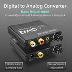 เครื่องแปลงเสียงดิจิทัลเป็นอนาล็อก สเตอริโอ DAC แอมพลิฟายเออร์ Optical SPDIF 192Khz 24Bit
