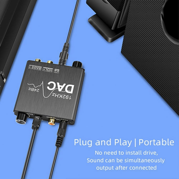 เครื่องแปลงเสียงดิจิทัลเป็นอนาล็อก สเตอริโอ DAC แอมพลิฟายเออร์ Optical SPDIF 192Khz 24Bit