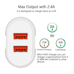 ชาร์จเร็วพกพาสองพอร์ต USB + สายข้อมูล USB ถึง 8 Pin ยาว 1 เมตร, ปลั๊ก EU