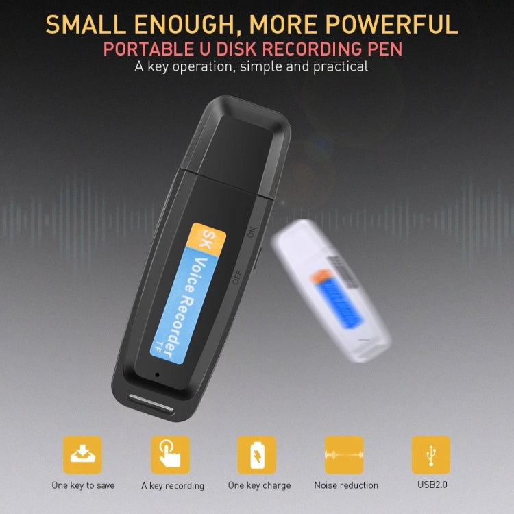 ปากกาบันทึกเสียงดิจิทัล USB แบบพกพาชาร์จได้มืออาชีพ SK001 รองรับการ์ด TF, 32GB