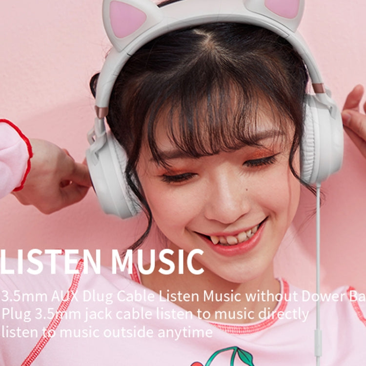 หูฟังมีสาย P28 Cat Ear แบบสเตอริโอ พร้อมไมโครโฟน