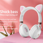 หูฟังมีสาย P28 Cat Ear แบบสเตอริโอ พร้อมไมโครโฟน