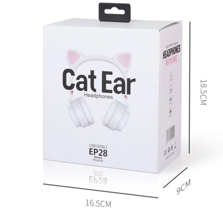 หูฟังมีสาย P28 Cat Ear แบบสเตอริโอ พร้อมไมโครโฟน