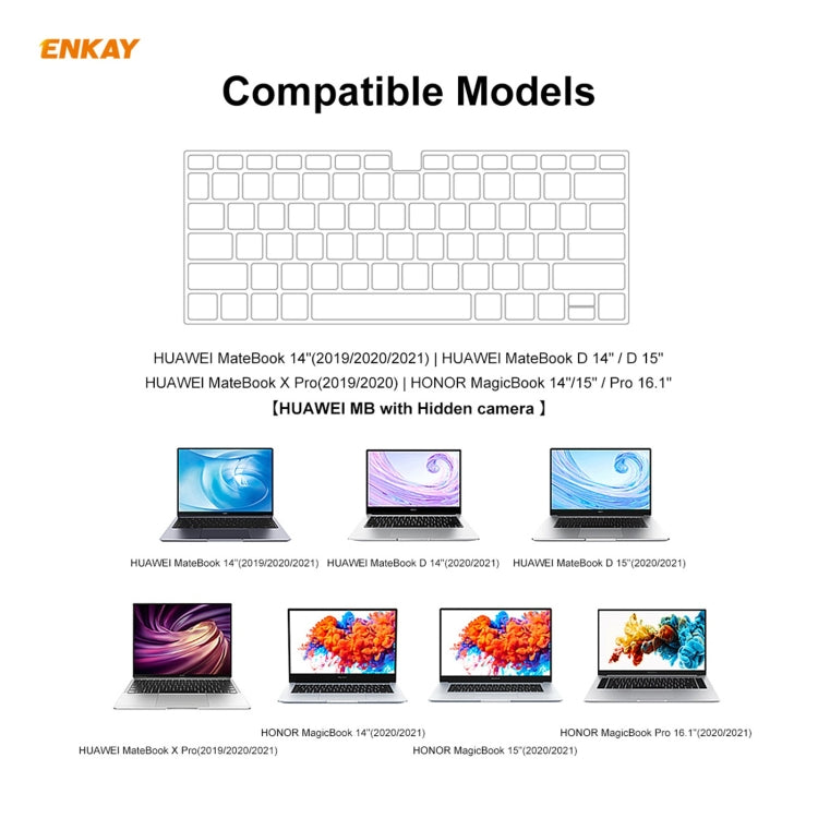 ฟิล์มป้องกันคีย์บอร์ด TPU อัลตร้าบางนุ่ม ENKAY, เวอร์ชัน US, สำหรับ Huawei MateBook 14 นิ้ว, สำหรับ Honor MagicBook 14 / 15, สำหรับ Huawei MateBook D 14 นิ้ว / D 15.6 นิ้ว, สำหรับ Honor MagicBook Pro, สำหรับ Huawei MateBook X Pro (2019 / 2020)