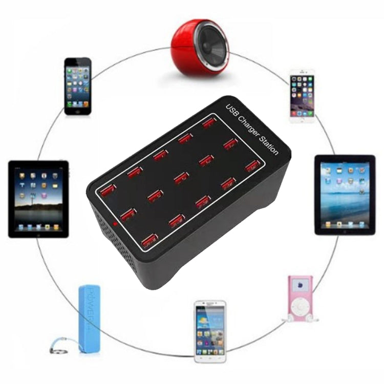 แท่นชาร์จเร็ว XLD-A7 100W 15 พอร์ต USB ชาร์จอัจฉริยะ AC 100-240V พร้อมปลั๊ก EU, US, AU, UK