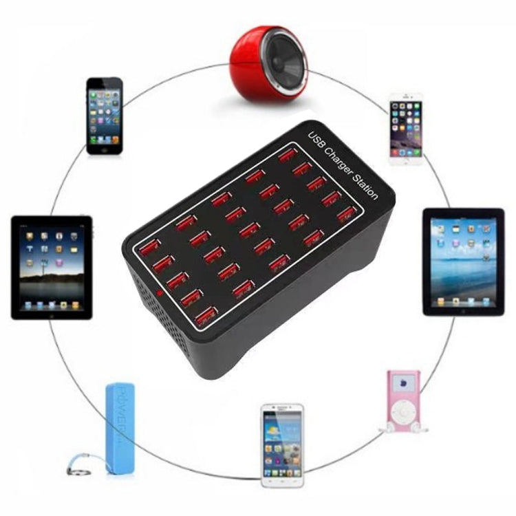 แท่นชาร์จเร็ว 150W 25 พอร์ต USB ชาร์จอัจฉริยะ AC 110-240V พร้อมปลั๊ก EU, US, AU, UK