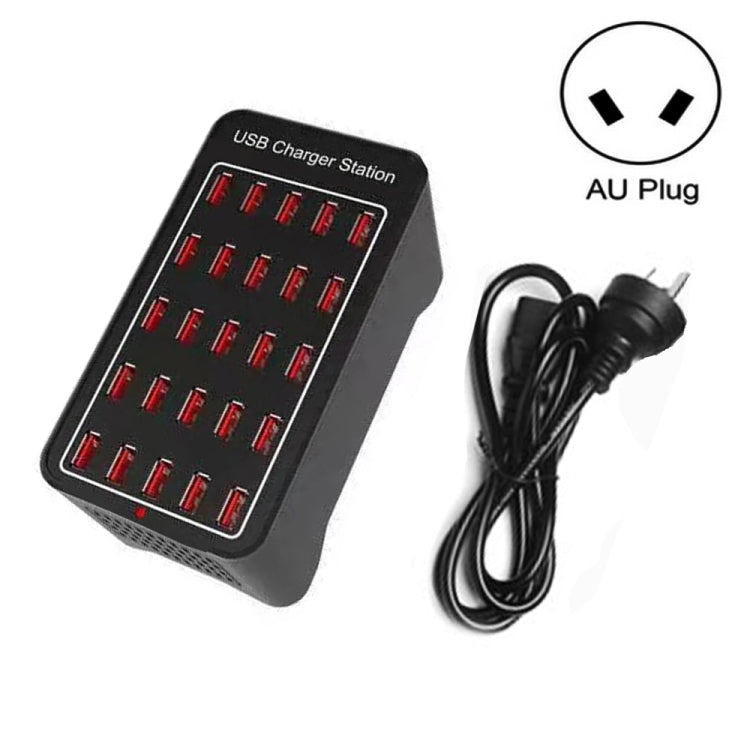 แท่นชาร์จเร็ว 150W 25 พอร์ต USB ชาร์จอัจฉริยะ AC 110-240V พร้อมปลั๊ก EU, US, AU, UK