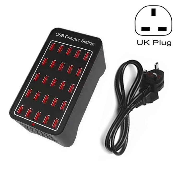 แท่นชาร์จเร็ว 150W 25 พอร์ต USB ชาร์จอัจฉริยะ AC 110-240V พร้อมปลั๊ก EU, US, AU, UK