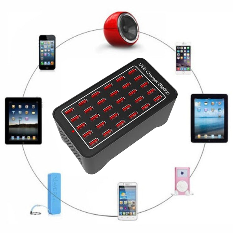 แท่นชาร์จเร็ว XLD-A7 150W 30 พอร์ต USB ชาร์จอัจฉริยะ AC 110-240V พร้อมปลั๊ก EU, US, AU, UK