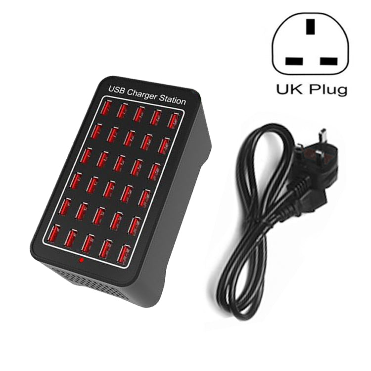 แท่นชาร์จเร็ว XLD-A7 150W 30 พอร์ต USB ชาร์จอัจฉริยะ AC 110-240V พร้อมปลั๊ก EU, US, AU, UK