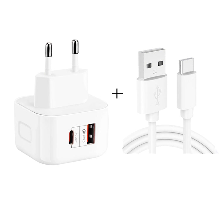 ที่ชาร์จเดินทางชาร์จเร็วคู่ 20W PD3.0 + QC3.0 พร้อมสายข้อมูล USB เป็น Type-C, ปลั๊ก EU, ปลั๊ก US, ปลั๊ก UK รุ่น YSY-6087PD