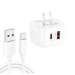 ที่ชาร์จเดินทางชาร์จเร็วคู่ 20W PD3.0 + QC3.0 พร้อมสายข้อมูล USB เป็น Type-C, ปลั๊ก EU, ปลั๊ก US, ปลั๊ก UK รุ่น YSY-6087PD