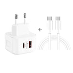 ที่ชาร์จเดินทางชาร์จเร็วคู่ 20W PD3.0 + QC3.0 พร้อมสายข้อมูล Type-C เป็น Type-C, ปลั๊ก EU, ปลั๊ก US, ปลั๊ก UK รุ่น YSY-6087PD
