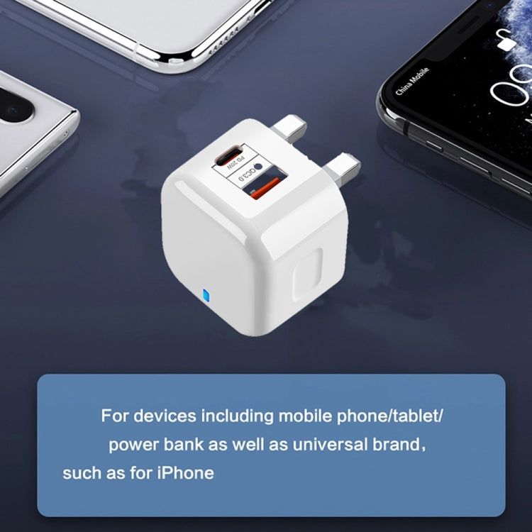 ที่ชาร์จเดินทางชาร์จเร็วคู่ 20W PD3.0 + QC3.0 พร้อมสายข้อมูล Type-C เป็น Type-C, ปลั๊ก EU, ปลั๊ก US, ปลั๊ก UK รุ่น YSY-6087PD