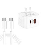 ที่ชาร์จเดินทางชาร์จเร็วคู่ 20W PD3.0 + QC3.0 พร้อมสายข้อมูล Type-C เป็น Type-C, ปลั๊ก EU, ปลั๊ก US, ปลั๊ก UK รุ่น YSY-6087PD