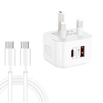 ที่ชาร์จเดินทางชาร์จเร็วคู่ 20W PD3.0 + QC3.0 พร้อมสายข้อมูล Type-C เป็น Type-C, ปลั๊ก EU, ปลั๊ก US, ปลั๊ก UK รุ่น YSY-6087PD