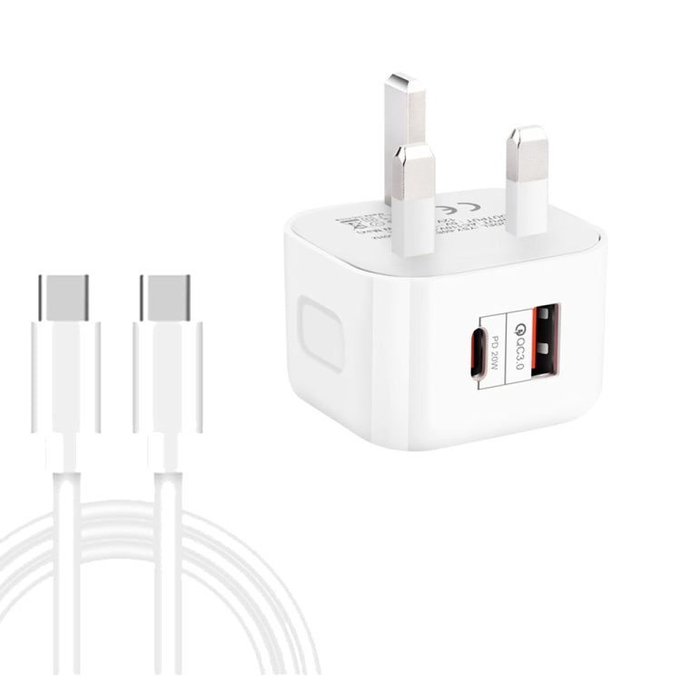 ที่ชาร์จเดินทางชาร์จเร็วคู่ 20W PD3.0 + QC3.0 พร้อมสายข้อมูล Type-C เป็น Type-C, ปลั๊ก EU, ปลั๊ก US, ปลั๊ก UK รุ่น YSY-6087PD