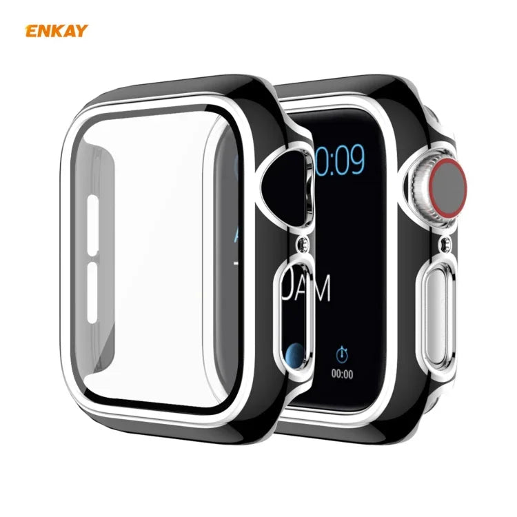 เคส PC ชุบเคลือบเต็มจอ ENKAY Hat-Prince พร้อมฟิล์มกระจกนิรภัยสำหรับ Apple Watch Series 6 / 5 / 4 / SE 40 มม.