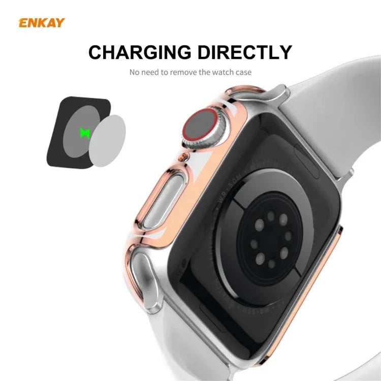 เคส PC ชุบเคลือบเต็มจอ ENKAY Hat-Prince พร้อมฟิล์มกระจกนิรภัยสำหรับ Apple Watch Series 6 / 5 / 4 / SE 40 มม.