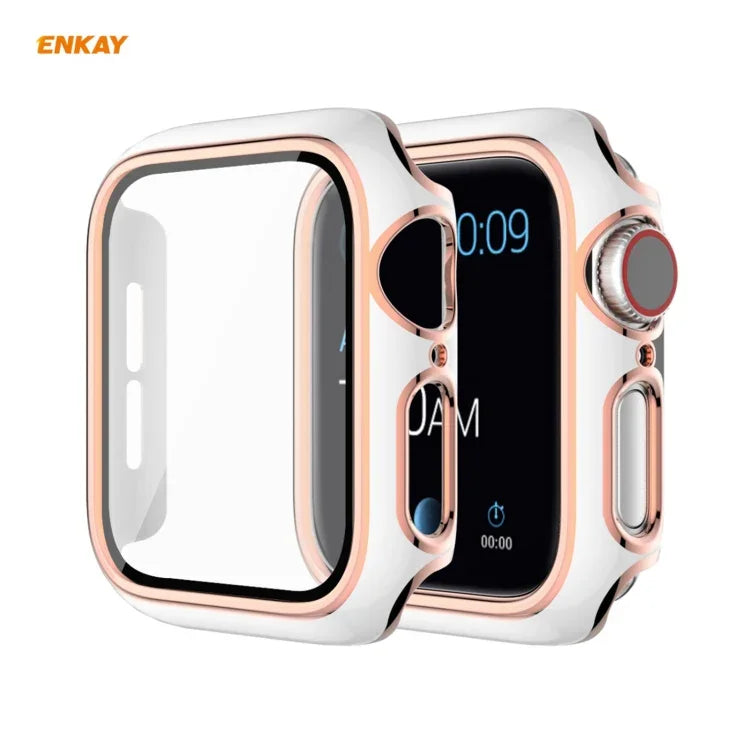 เคส PC ชุบเคลือบเต็มจอ ENKAY Hat-Prince พร้อมฟิล์มกระจกนิรภัยสำหรับ Apple Watch Series 6 / 5 / 4 / SE 44 มม.