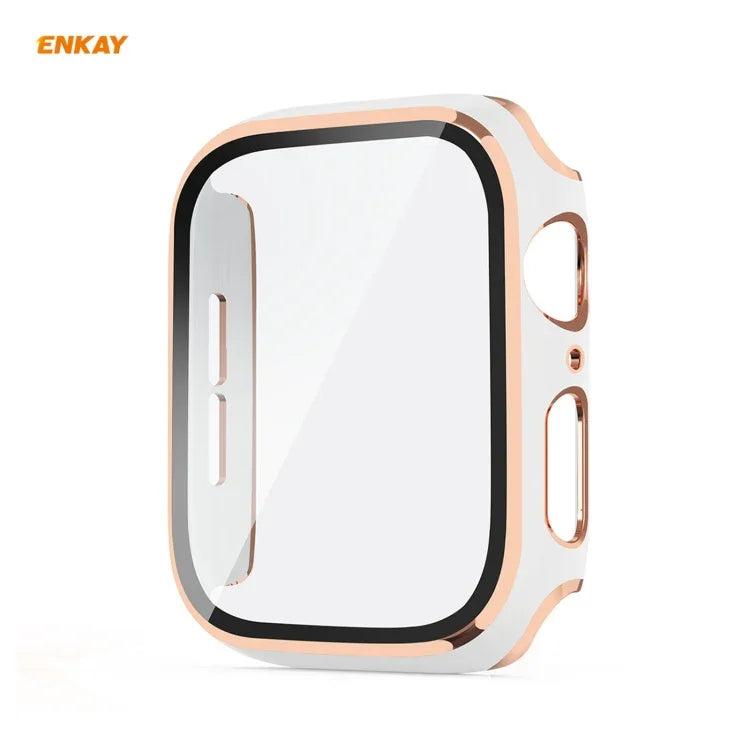 เคส PC ชุบเคลือบเต็มจอ ENKAY Hat-Prince พร้อมฟิล์มกระจกนิรภัยสำหรับ Apple Watch Series 6 / 5 / 4 / SE 44 มม.