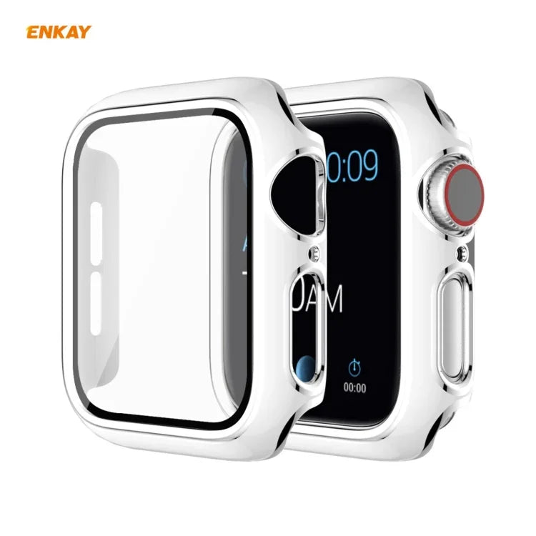 เคส PC ชุบเคลือบเต็มจอ ENKAY Hat-Prince พร้อมฟิล์มกระจกนิรภัยสำหรับ Apple Watch Series 6 / 5 / 4 / SE 44 มม.