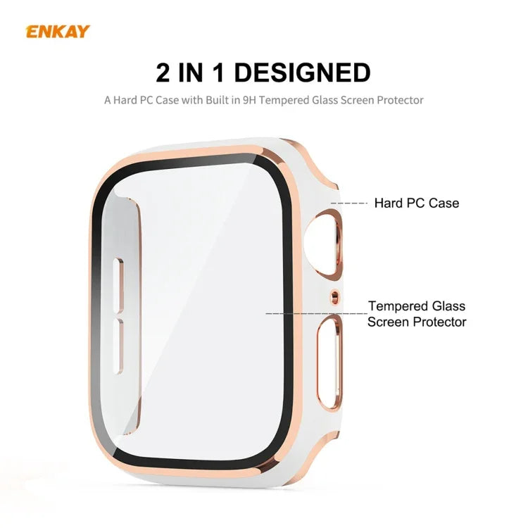 เคส PC ชุบเคลือบเต็มจอ ENKAY Hat-Prince พร้อมฟิล์มกระจกนิรภัยสำหรับ Apple Watch Series 6 / 5 / 4 / SE 44 มม.