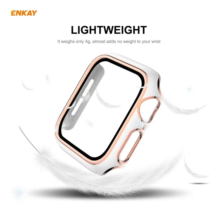 เคส PC ชุบเคลือบเต็มจอ ENKAY Hat-Prince พร้อมฟิล์มกระจกนิรภัยสำหรับ Apple Watch Series 6 / 5 / 4 / SE 44 มม.