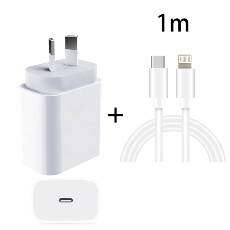 PD 20W อะแดปเตอร์ชาร์จเร็วเดินทาง PD 3.0 พร้อมสายข้อมูล USB-C / Type-C ถึง 8 Pin ชาร์จเร็ว, ปลั๊ก AU