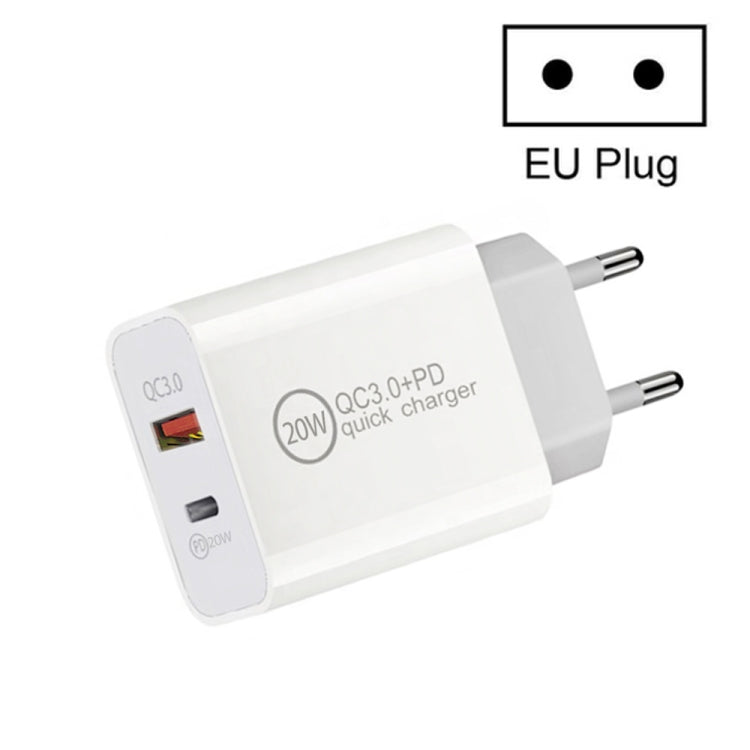 ชาร์จเร็วคู่ 20W PD3.0+QC 3.0 สำหรับเดินทาง รองรับ iPhone, Huawei, Samsung, Xiaomi, ปลั๊ก EU, ปลั๊ก US, ปลั๊ก AU