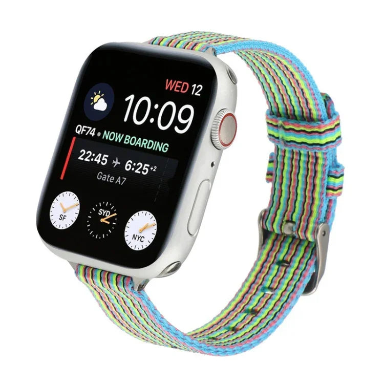 Woven Canvas Nylon Wrist Strap Watch Band, For Series 7 41mm / 6 & SE & 5 & 4 40mm / 3 & 2 & 1 38mm, For Series 7 45mm / 6 & SE & 5 & 4 44mm / 3 & 2 & 1 42mm