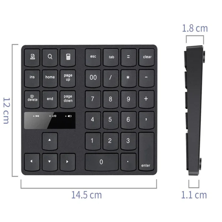 แป้นพิมพ์ตัวเลขไร้สาย USB 2.4G 35 ปุ่ม ชาร์จได้ สำหรับโน้ตบุ๊ก แล็ปท็อป ขนาดเล็ก