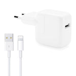 อะแดปเตอร์ชาร์จ USB 12W พร้อมสายข้อมูล USB เป็น 8 Pin สำหรับ iPad / iPhone / iPod ปลั๊ก EU