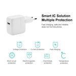 อะแดปเตอร์ชาร์จ USB 12W พร้อมสายข้อมูล USB เป็น 8 Pin สำหรับ iPad / iPhone / iPod ปลั๊ก EU