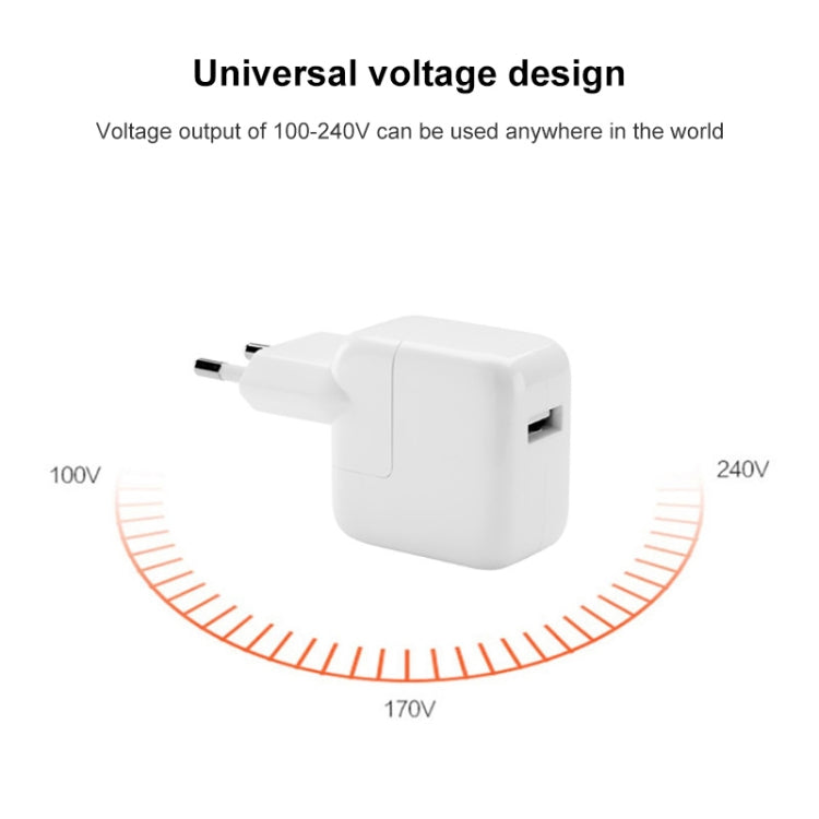 อะแดปเตอร์ชาร์จ USB 12W พร้อมสายข้อมูล USB เป็น 8 Pin สำหรับ iPad / iPhone / iPod ปลั๊ก EU