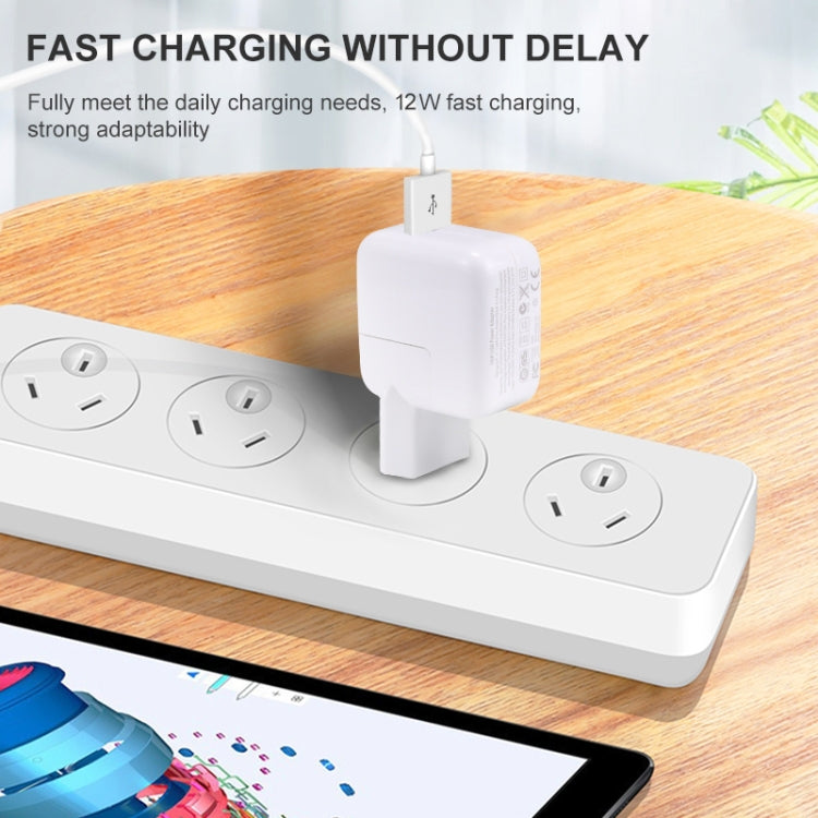 อะแดปเตอร์ชาร์จ USB 12W พร้อมสายข้อมูล USB เป็น 8 Pin สำหรับ iPad / iPhone / iPod ปลั๊ก EU