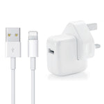 อะแดปเตอร์ชาร์จ USB 12W พร้อมสายข้อมูล USB เป็น 8 Pin สำหรับ iPad / iPhone / iPod ปลั๊ก UK