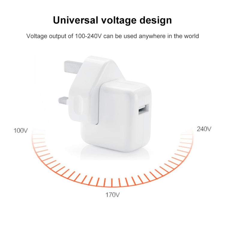 อะแดปเตอร์ชาร์จ USB 12W พร้อมสายข้อมูล USB เป็น 8 Pin สำหรับ iPad / iPhone / iPod ปลั๊ก UK