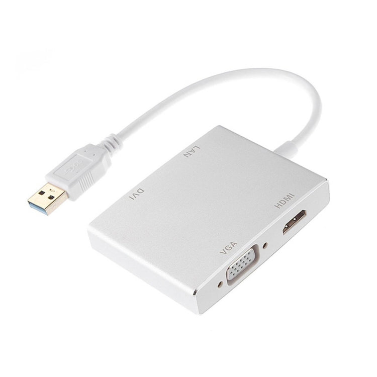 WS-03 ตัวแปลงการ์ดเครือข่าย USB 3.0 4 ใน 1 เป็น VGA + HDMI + DVI + RJ45