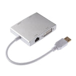 WS-03 ตัวแปลงการ์ดเครือข่าย USB 3.0 4 ใน 1 เป็น VGA + HDMI + DVI + RJ45