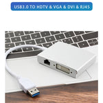 WS-03 ตัวแปลงการ์ดเครือข่าย USB 3.0 4 ใน 1 เป็น VGA + HDMI + DVI + RJ45